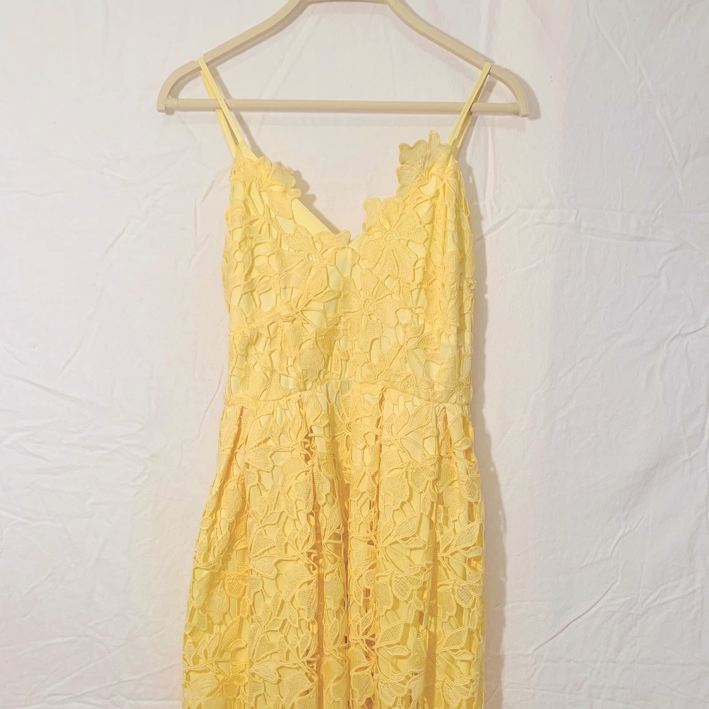 Nordstrom Yellow Lace Midi Dress
